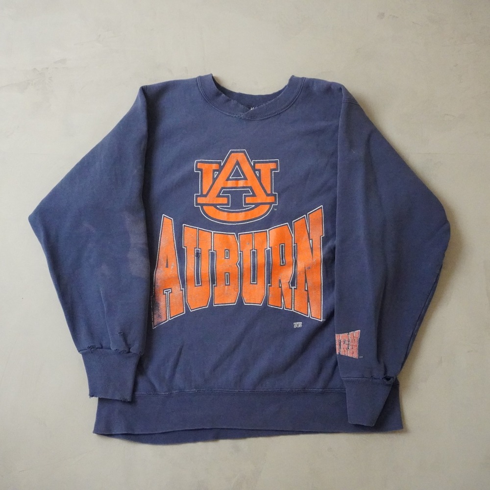 Vintage Auburn Sweatshirt Large Mens 90s Navy Blue NCAA Distressed Faded